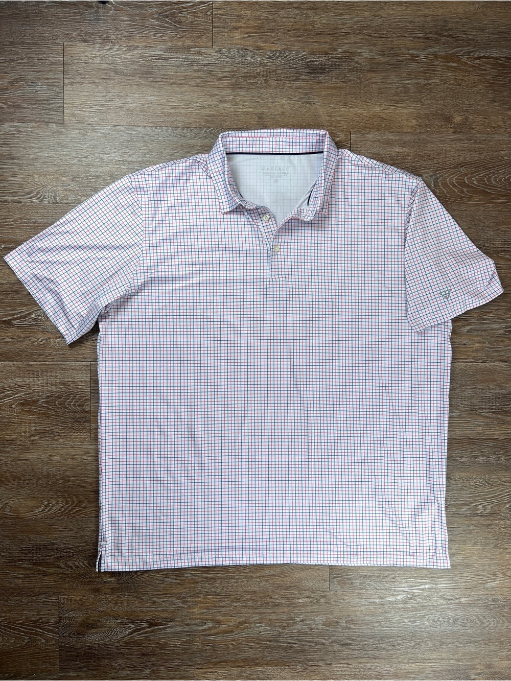 Maelreg Performance Polo Men’s White Red Blue Grid Gold Shirt | Size: 3XL